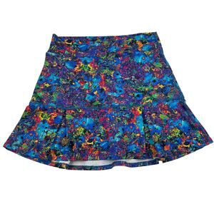 Dona Jo Floral Abstract Slight HiLo Multicolor Activewear Tennis Skort Women's L